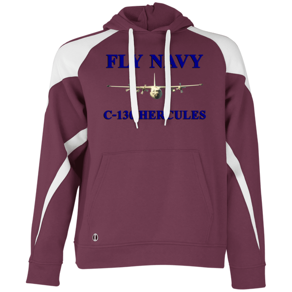 Fly Navy C-130 1 Athletic Colorblock Fleece Hoodie