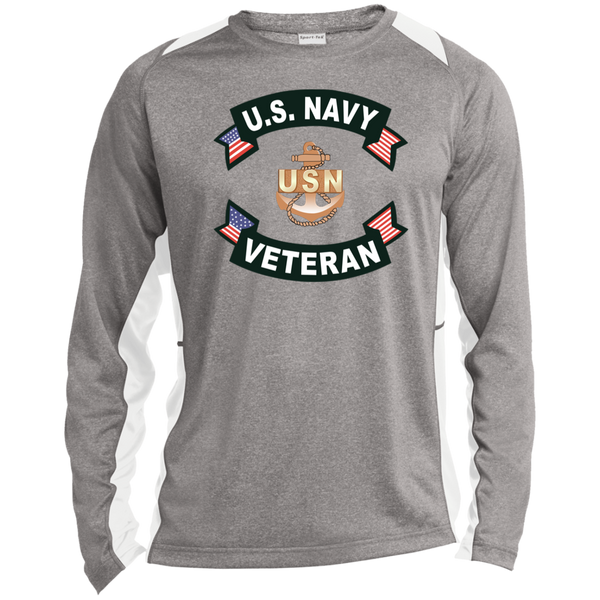 Navy Vet 1 LS Heather Colorblock Tee