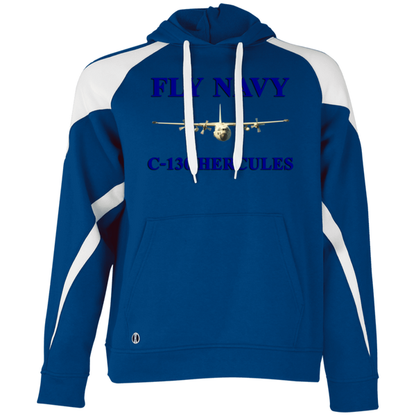 Fly Navy C-130 1 Athletic Colorblock Fleece Hoodie