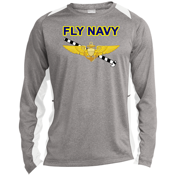 Fly Navy Tailhook 1 LS Heather Colorblock Tee