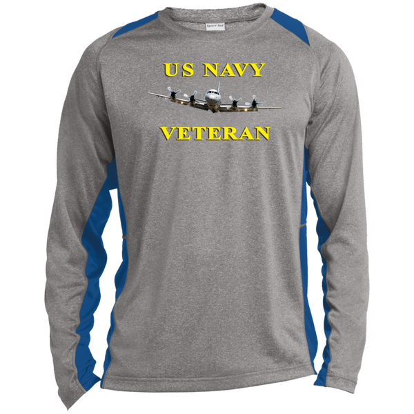 Navy Vet 2 LS Heather Colorblock Tee