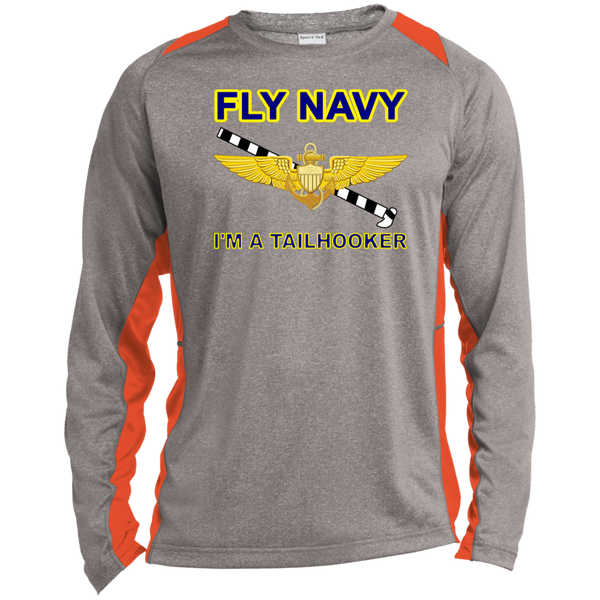 Fly Navy Tailhooker 1 LS Heather Colorblock Tee