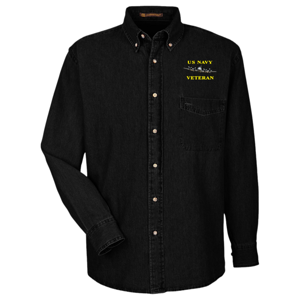 Navy Vet 2 Harriton LS Denim Shirt