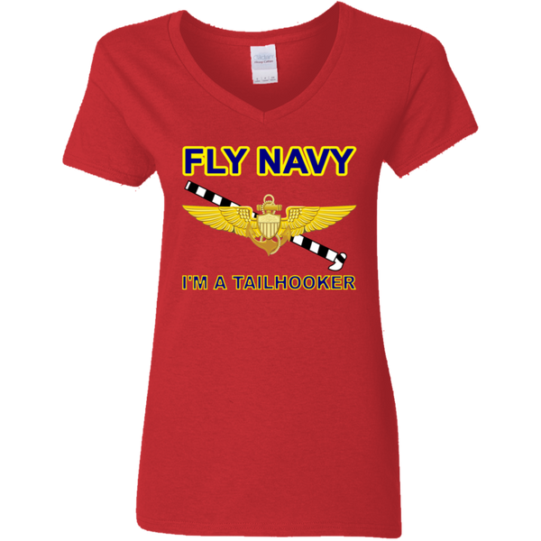 Fly Navy Tailhooker 1 Ladies' V-Neck T-Shirt