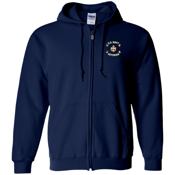 Navy Vet 1 Zip Up Hooded Sweatshirt