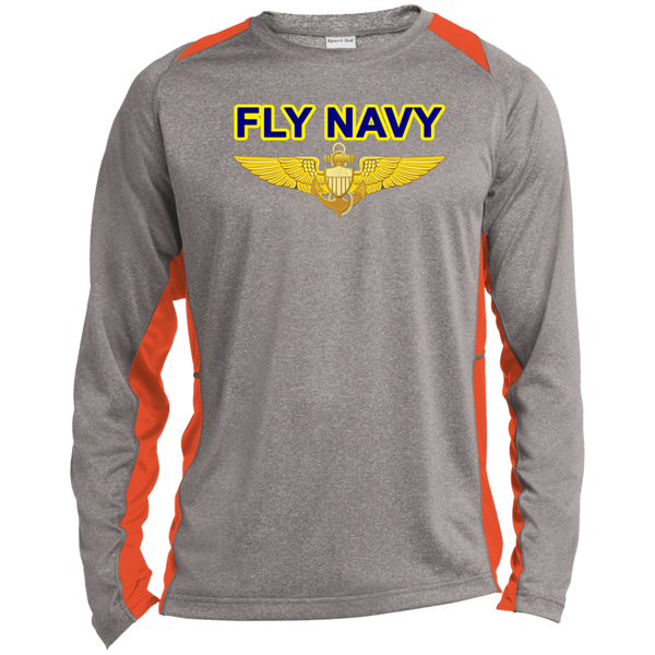 Fly Navy Aviator LS Heather Colorblock Tee