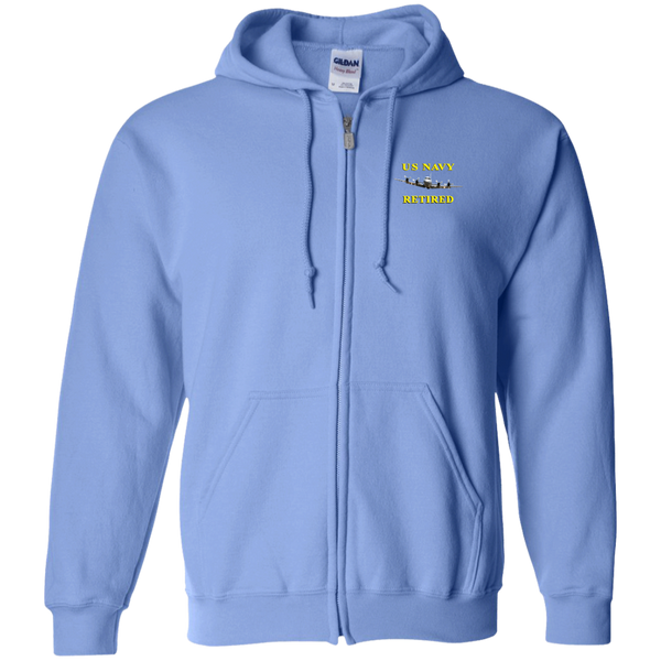 Navy Retired 1 Zip Up Hooded Sweatshirt