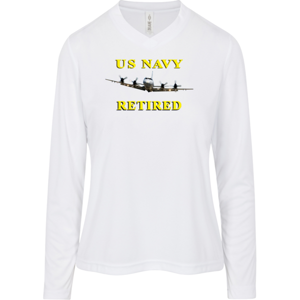 Navy Retired 1 Team 365 Ladies' Zone LS Tee