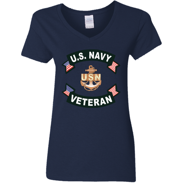 Navy Vet 1 Ladies' V-Neck T-Shirt