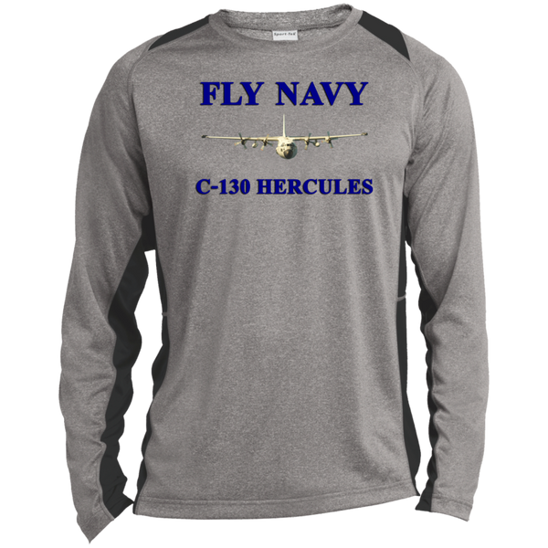 Fly Navy C-130 1 LS Heather Colorblock Tee