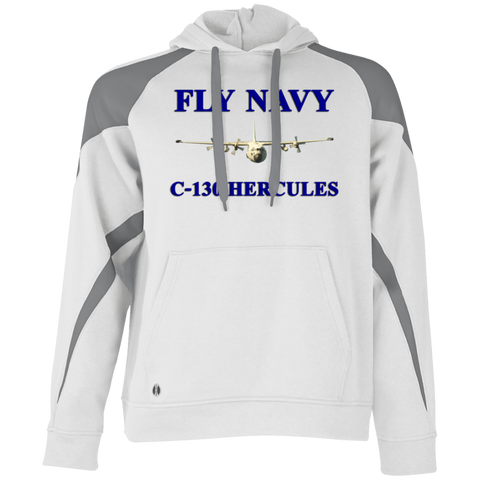 Fly Navy C-130 1 Athletic Colorblock Fleece Hoodie