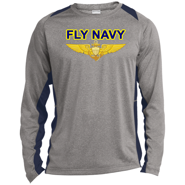 Fly Navy Aviator LS Heather Colorblock Tee