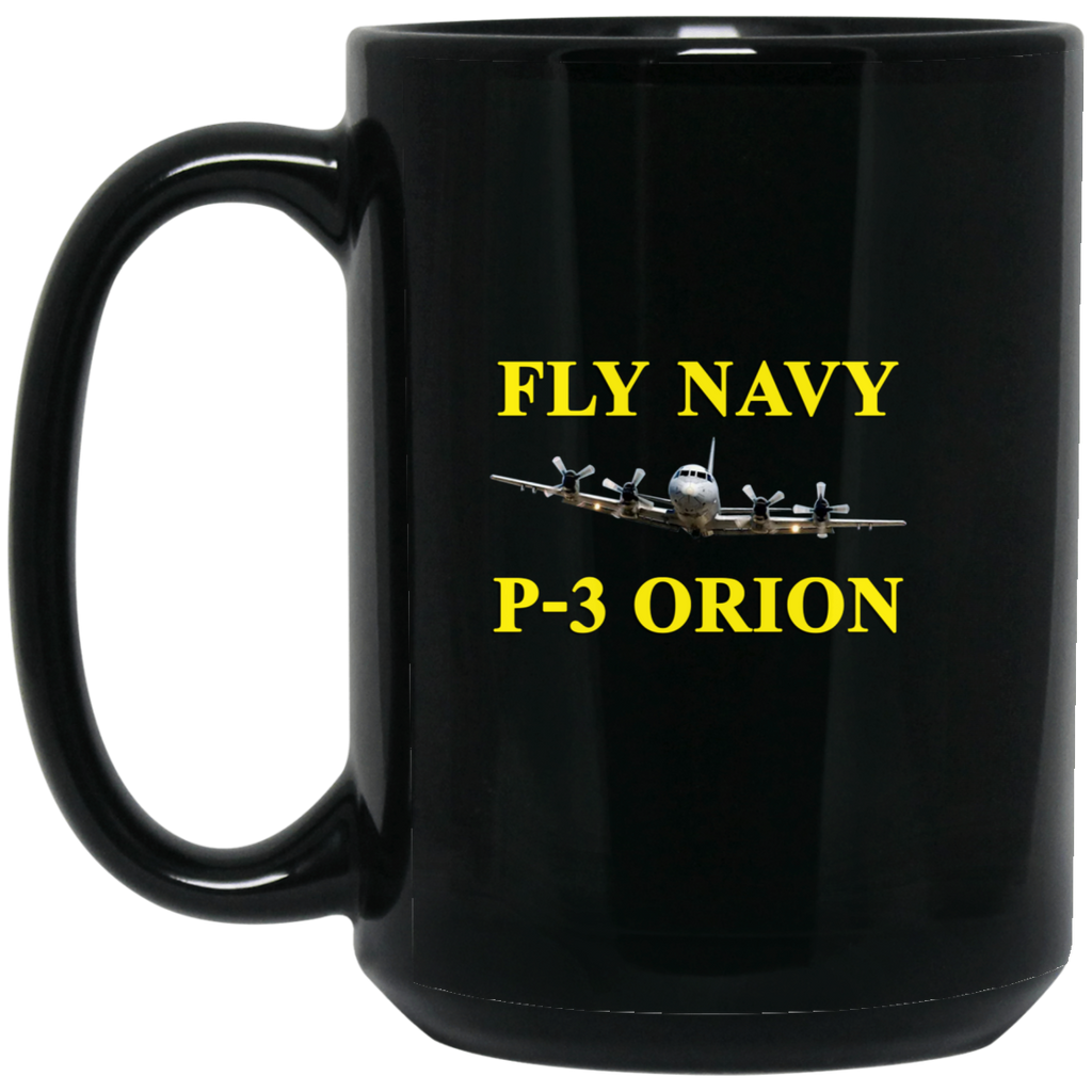 Fly Navy P-3 3 Black Mug - 15oz