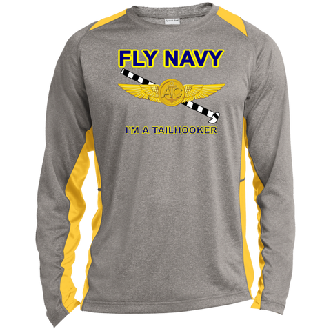 Fly Navy Tailhooker 2 LS Heather Colorblock Tee