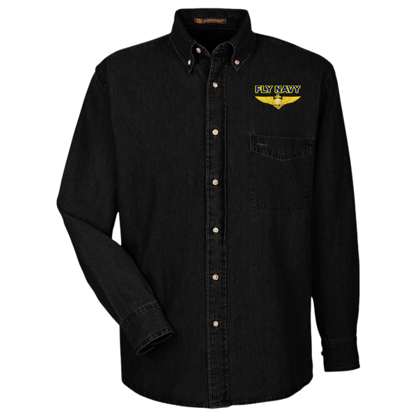 Fly Navy Aviator Harriton LS Denim Shirt