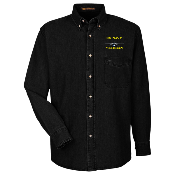 Navy Vet 3 Harriton LS Denim Shirt