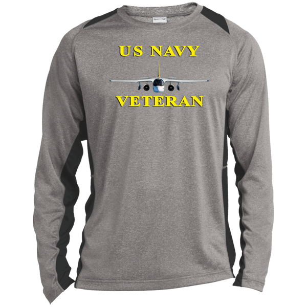 Navy Vet 3 LS Heather Colorblock Tee