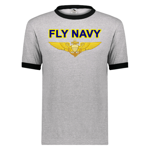 Fly Navy Aviator Unisex Ringer Tee