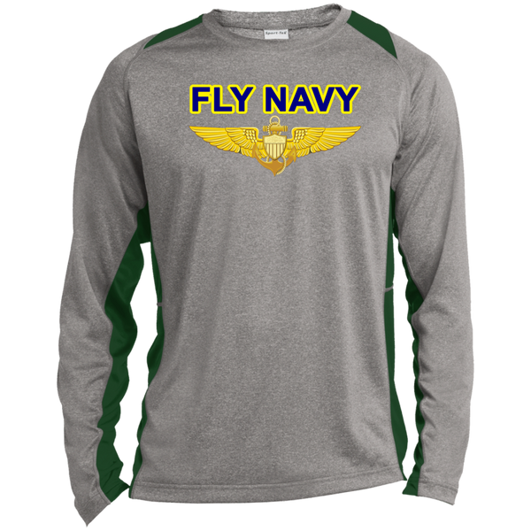 Fly Navy Aviator LS Heather Colorblock Tee