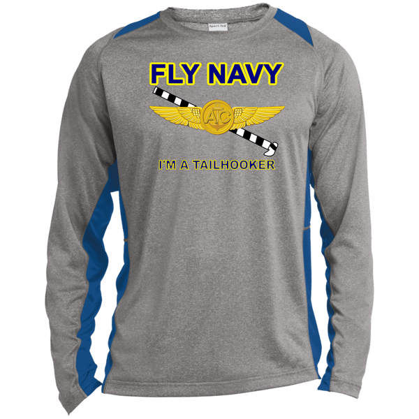 Fly Navy Tailhooker 2 LS Heather Colorblock Tee