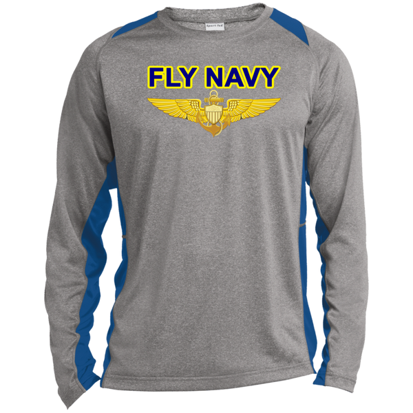 Fly Navy Aviator LS Heather Colorblock Tee