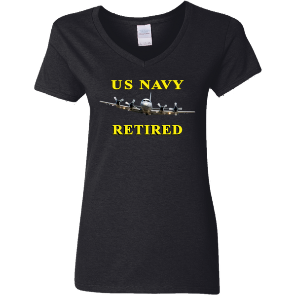 Navy Retired 1 Ladies' V-Neck T-Shirt