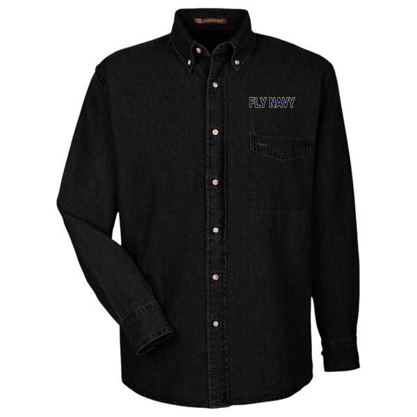 Fly Navy 2 Harriton LS Denim Shirt