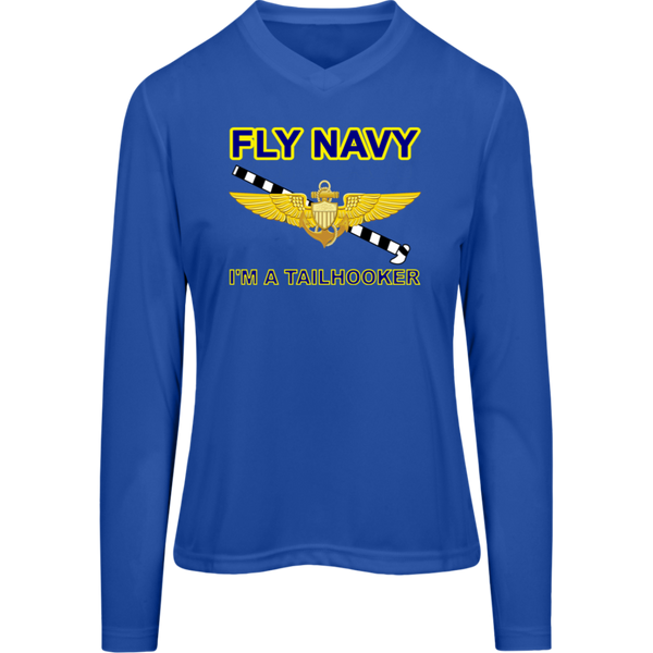 Fly Navy Tailhooker 1 Team 365 Ladies' Zone LS Tee