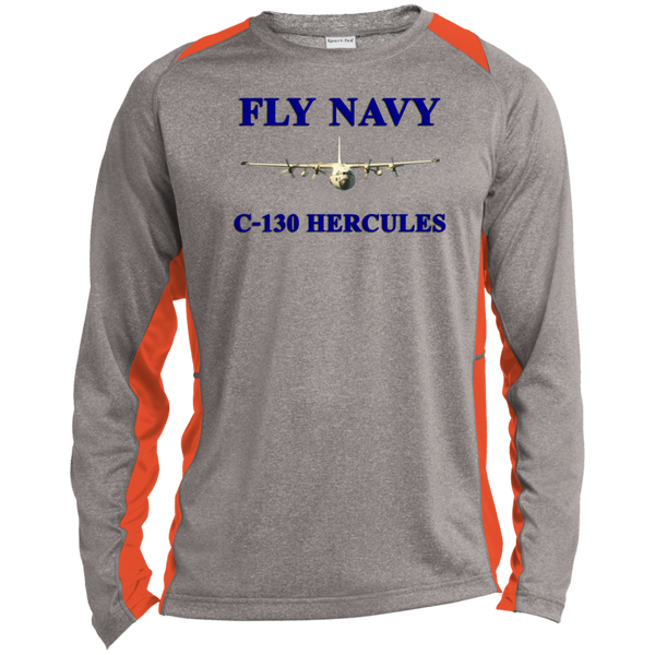 Fly Navy C-130 1 LS Heather Colorblock Tee