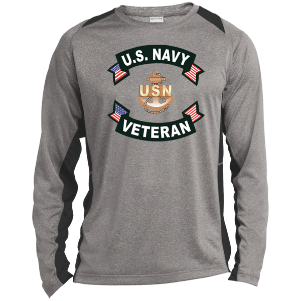 Navy Vet 1 LS Heather Colorblock Tee