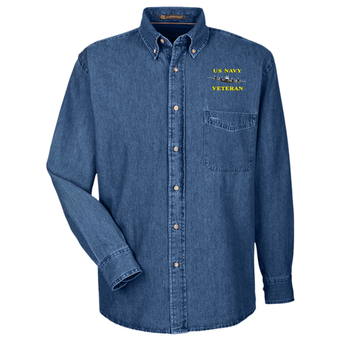 Navy Vet 2 Harriton LS Denim Shirt