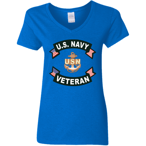 Navy Vet 1 Ladies' V-Neck T-Shirt