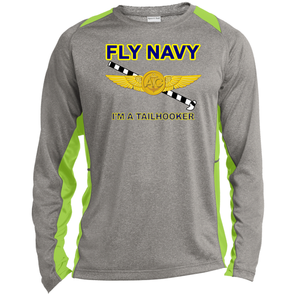 Fly Navy Tailhooker 2 LS Heather Colorblock Tee