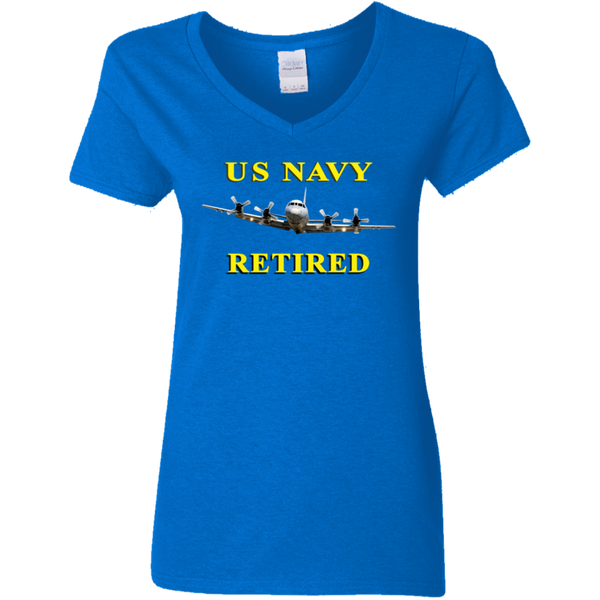 Navy Retired 1 Ladies' V-Neck T-Shirt