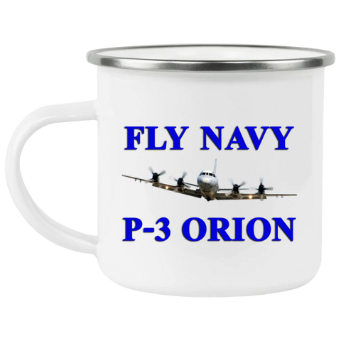 Fly Navy P-3 1 Enamel Camping Mug