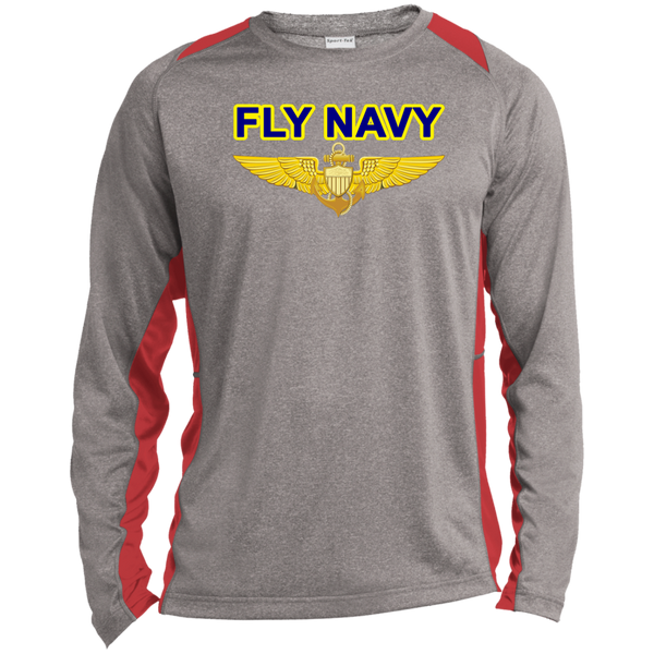 Fly Navy Aviator LS Heather Colorblock Tee