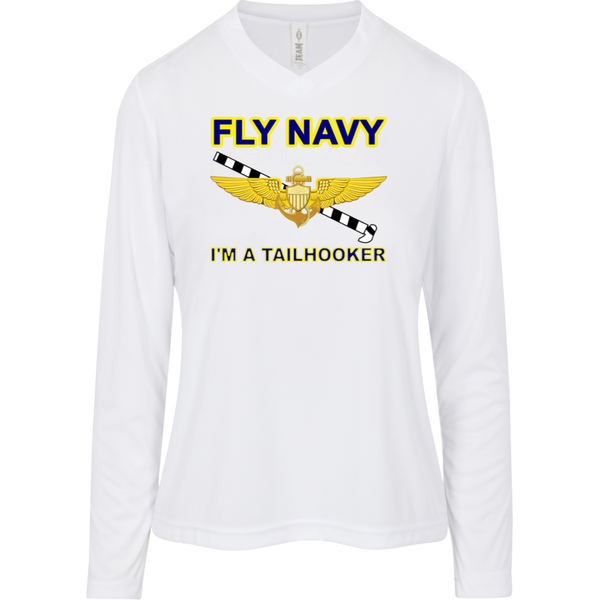 Fly Navy Tailhooker 1 Team 365 Ladies' Zone LS Tee