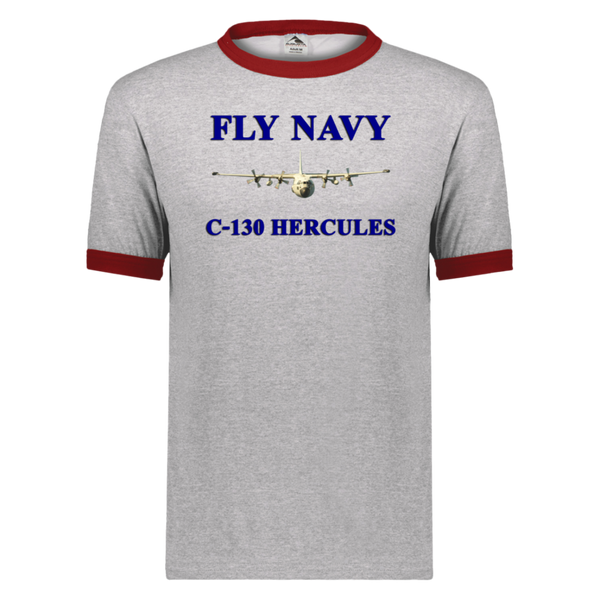 Fly Navy C-130 1 Unisex Ringer Tee