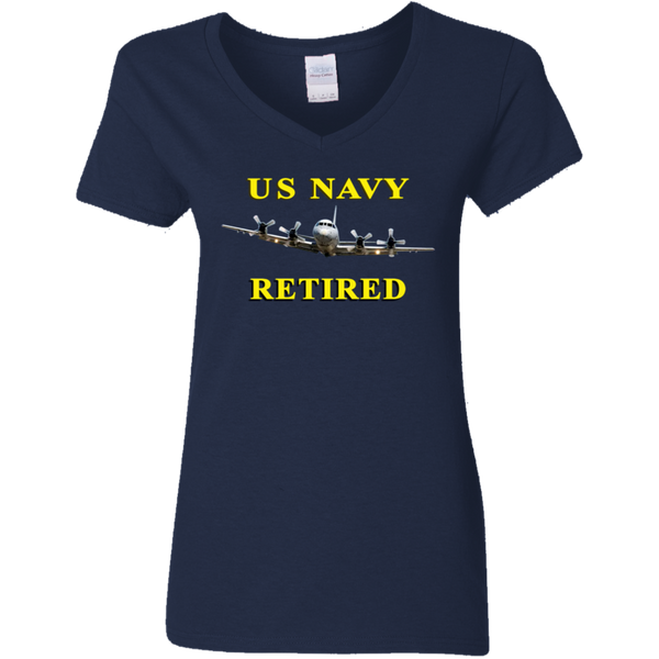 Navy Retired 1 Ladies' V-Neck T-Shirt