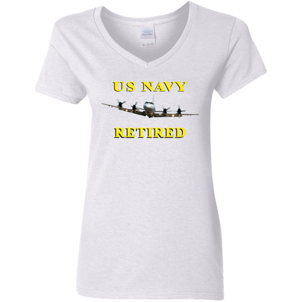 Navy Retired 1 Ladies' V-Neck T-Shirt