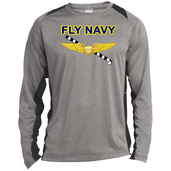 Fly Navy Tailhook 3 LS Heather Colorblock Tee