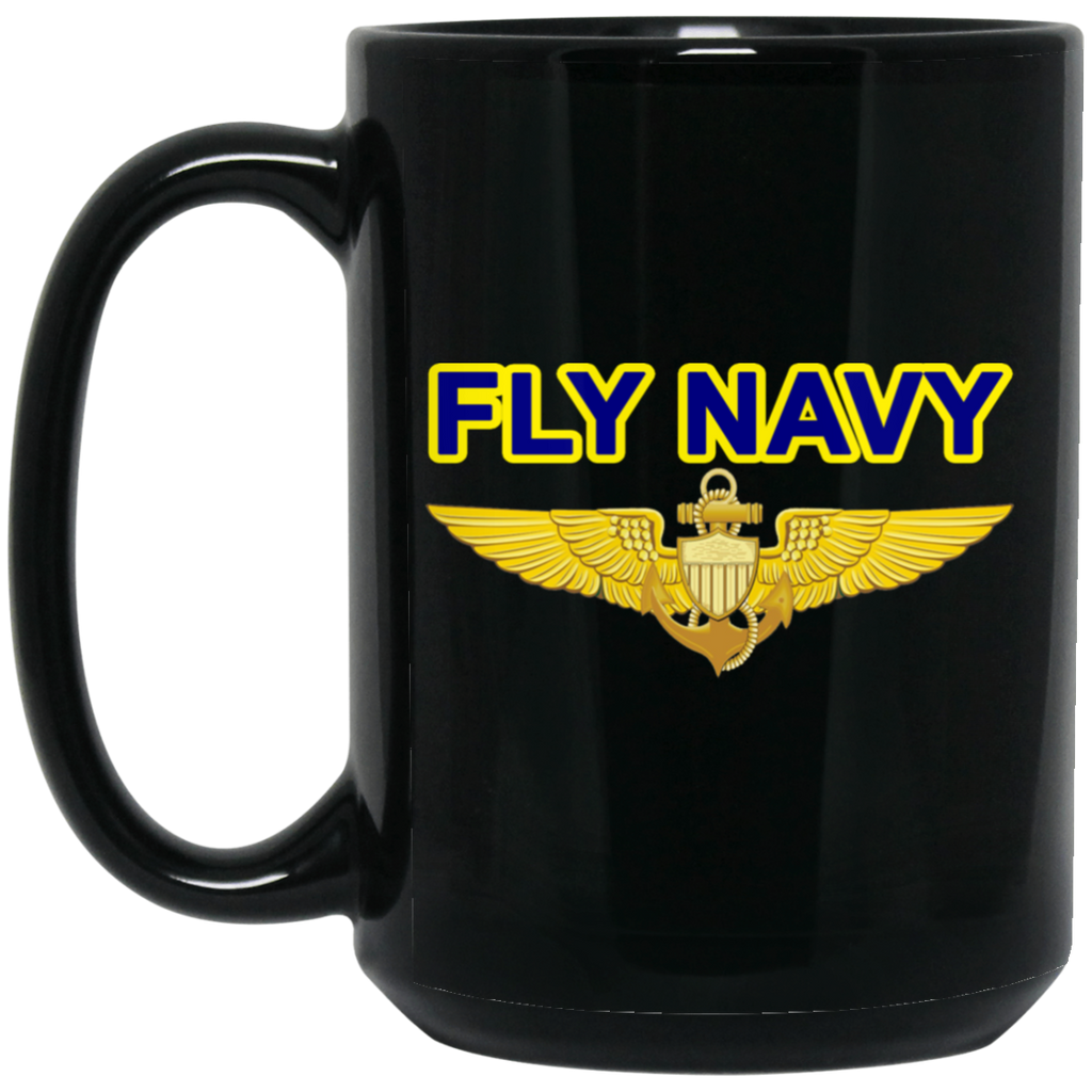 Fly Navy Aviator Black Mug - 15oz