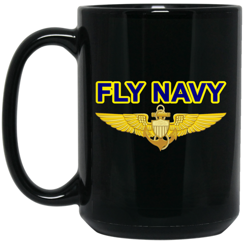 Fly Navy Aviator Black Mug - 15oz