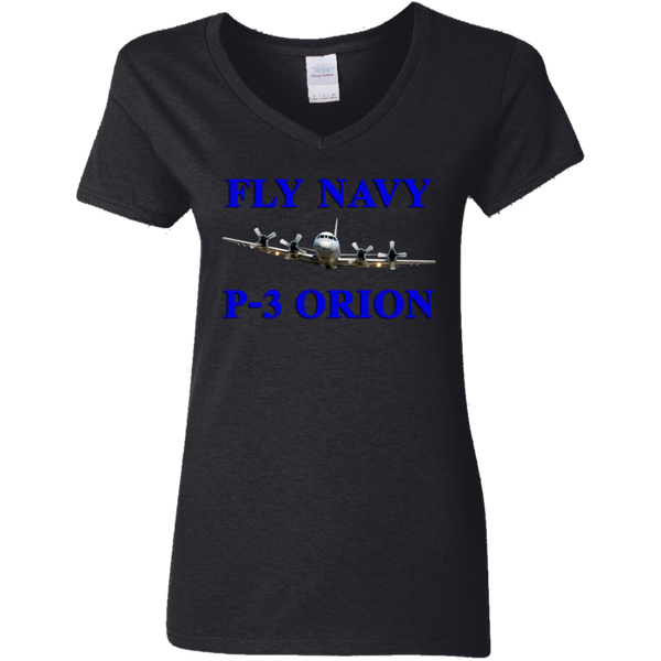 Fly Navy P-3 1 Ladies' V-Neck T-Shirt