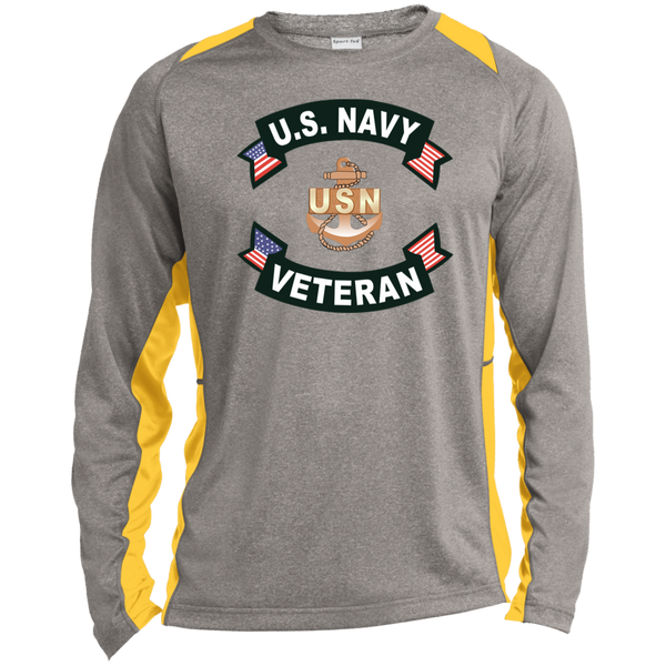 Navy Vet 1 LS Heather Colorblock Tee