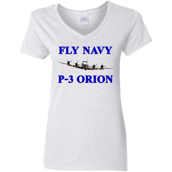 Fly Navy P-3 1 Ladies' V-Neck T-Shirt