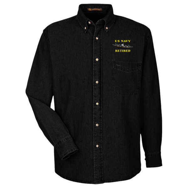 Navy Retired 1 Harriton LS Denim Shirt