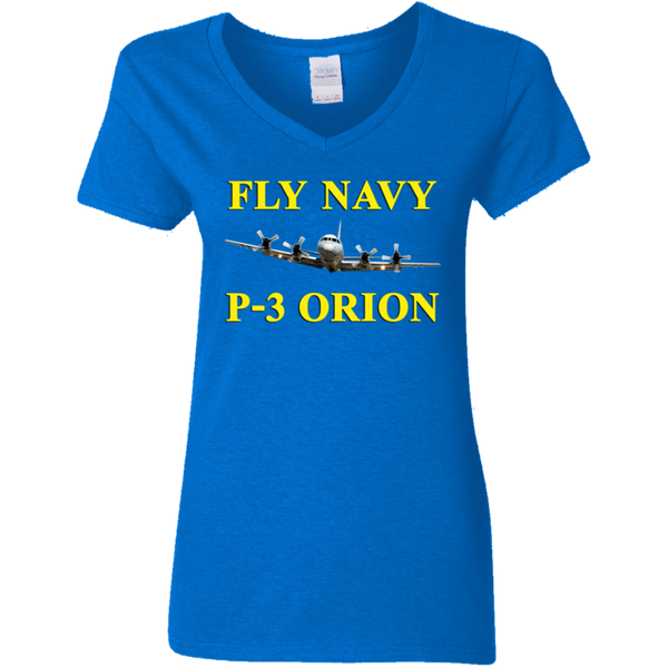 Fly Navy P-3 3 Ladies' V-Neck T-Shirt