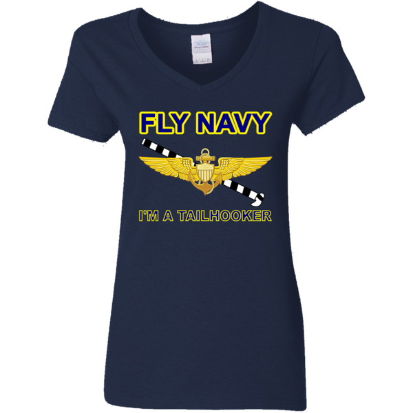 Fly Navy Tailhooker 1 Ladies' V-Neck T-Shirt