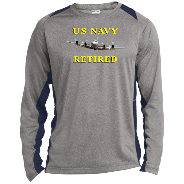 Navy Retired 1 LS Heather Colorblock Tee